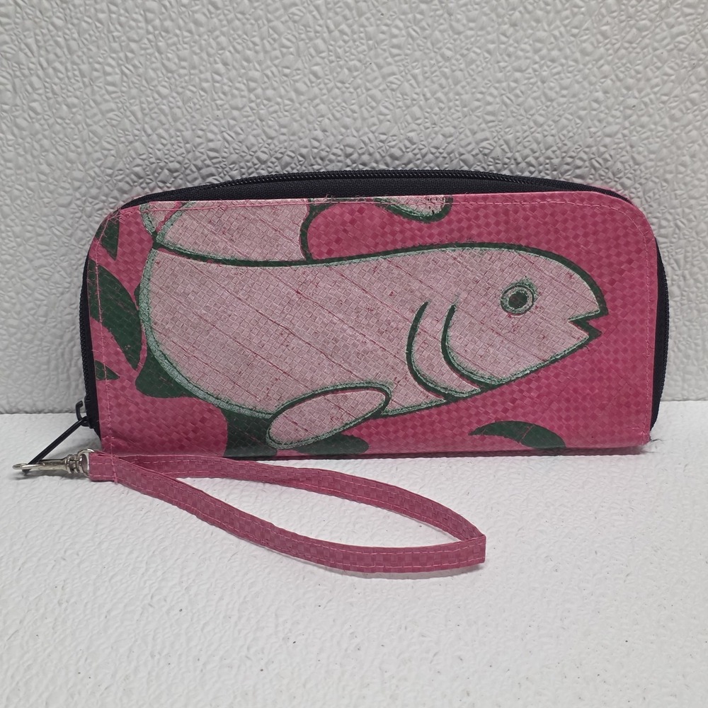 Angkor Recycled Cambodia Pink Fish Wallet Wristlet